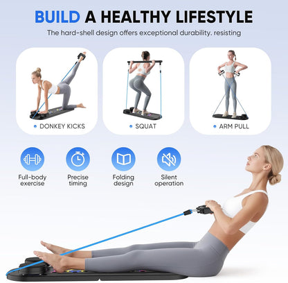 Pilates Reformer Machine, 5 In1 Multifunctional Abdominal Board with LED Counter, Automatic Rebound Roller, Ab Roller Board Full-Body Workout Trainer, for Home Pilates & Core Workou